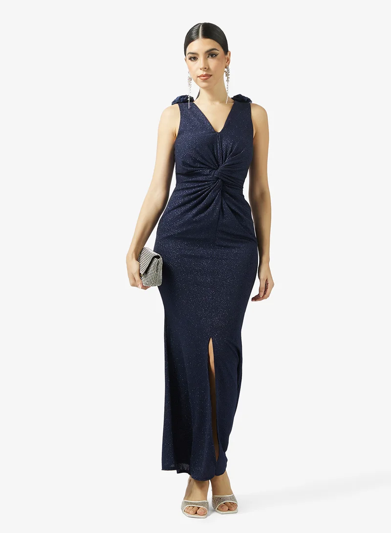 Ella Limited Edition  Shimmer Ruched Dress With Slit for Women | Best Price UAE